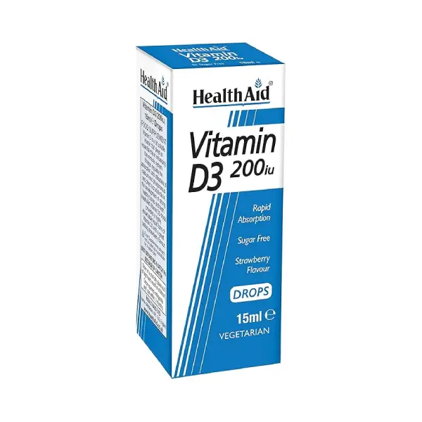 HEALTH AID VIT. D3 ALL AGES DROPS 15ML قطرات فيتامين د3 لجميع الأعمار من هيلث إيد، 15 مل