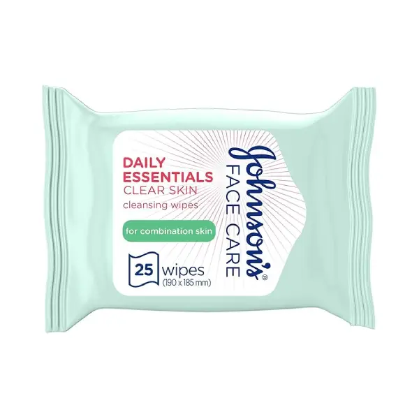J&J DAILY ESSEN COMBINATION SKIN WIPES _25 مناديل مبللة للبشرة المختلطة من J&J DAILY ESSEN *25