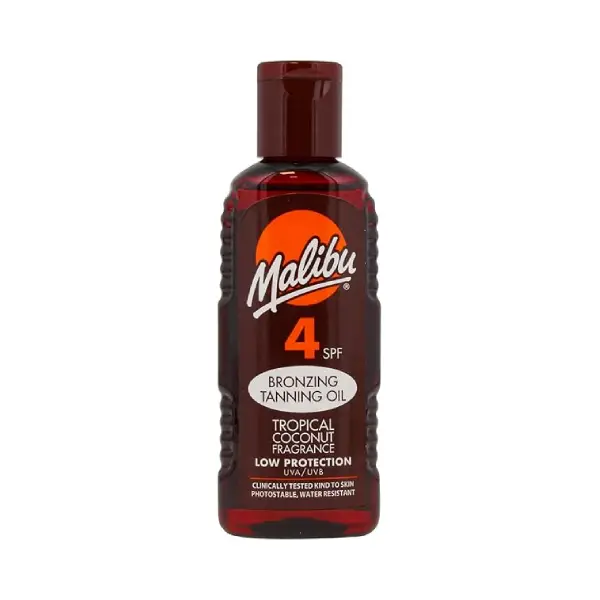 MALIBU BRONZING TAN OIL COCONUT 4 SPF 200ML زيت تسمير البشرة ماليبو بجوز الهند 4 عامل حماية من أشعة الشمس 200 مل