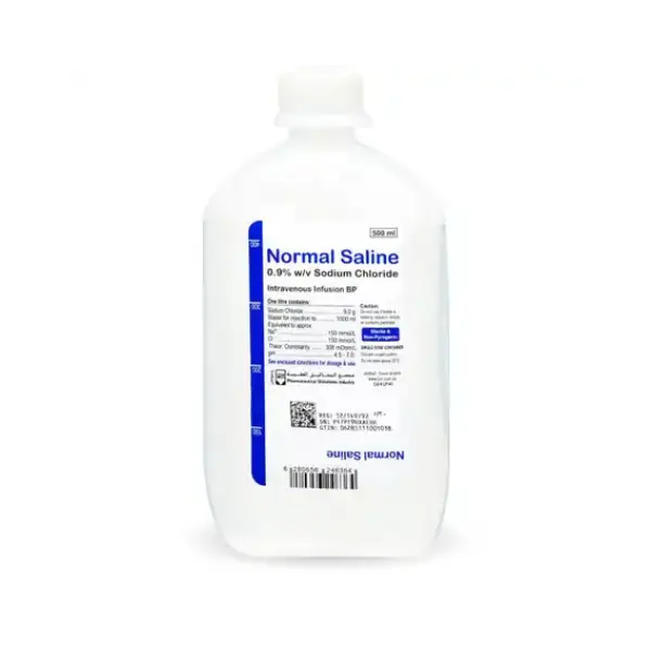 NORMAL SALINE 0.9% 500ML(PSI) (C=10) محلول ملحي عادي 0.9% 500 مل (رطل/بوصة مربعة)