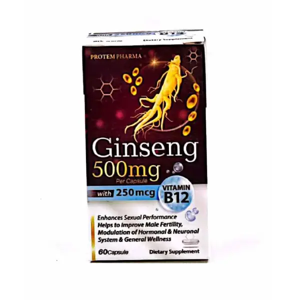 PROTEM PHARMA GINSENG 500 MG 60 CAP بروتم فارما جينسينج 500 مجم 60 كبسولة