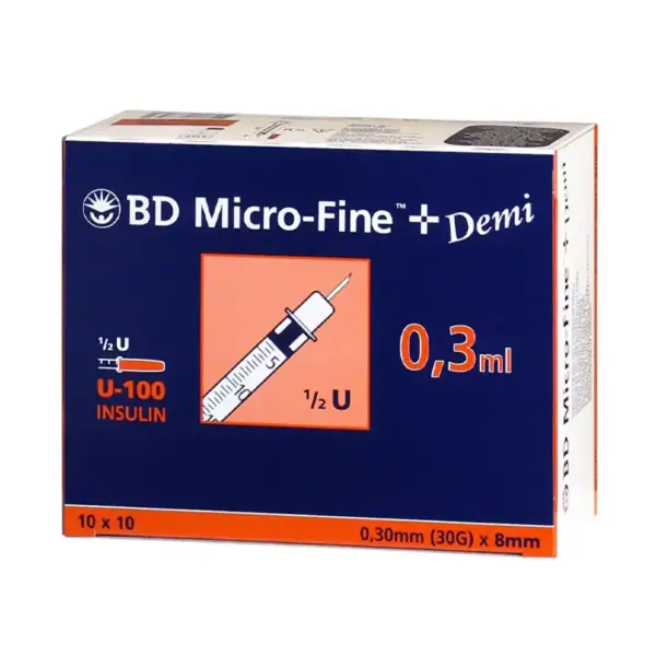 BD MICRO-FINE PLUS INSULIN SYR. 0.33MM(30G)8MM BD Microfine Plus Insulin Syrup 0.33 ml (30 g) 8 ml