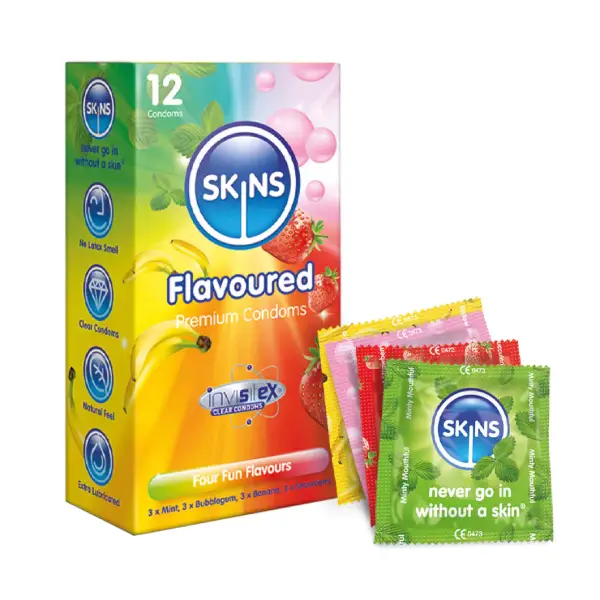 SKINS FLAVOURED CONDOMS 12 PCS Skins Flavored Condoms 12 Pieces