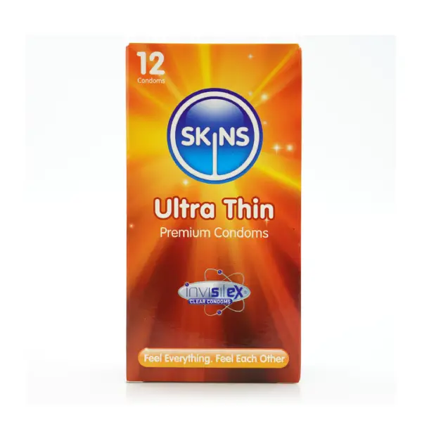 SKINS ULTRA THIN CONDOM 12 PCS واقي ذكري رفيع للغاية من SKINS، 12 قطعة