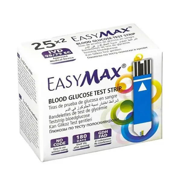 EASY MAX BLOOD GLUCOSE TEST 50 STRIPS Easy Max Blood Glucose Test Strips 50 Strips
