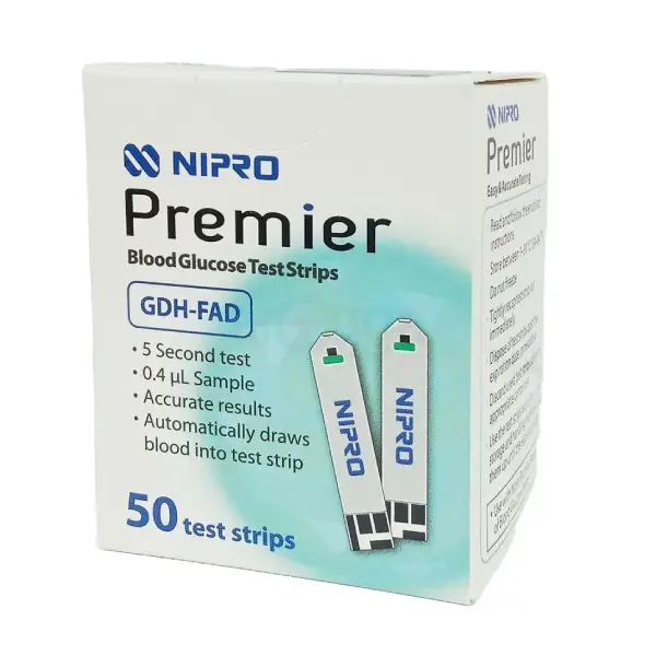 PREMIER GLUCOSE TEST TRIPS 50PCS رحلات اختبار الجلوكوز الممتازة 50 قطعة
